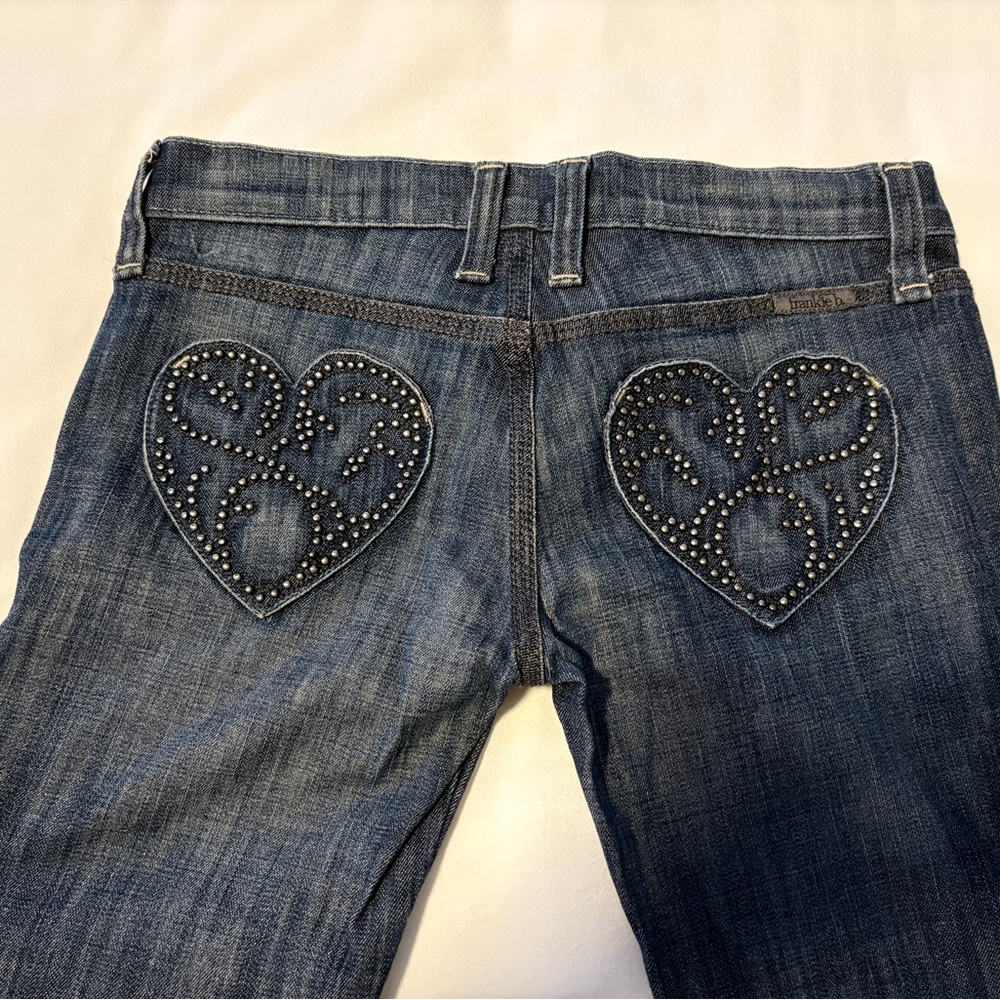 Frankie B. Blue Heart Embellished Flare Jeans VINTAGE